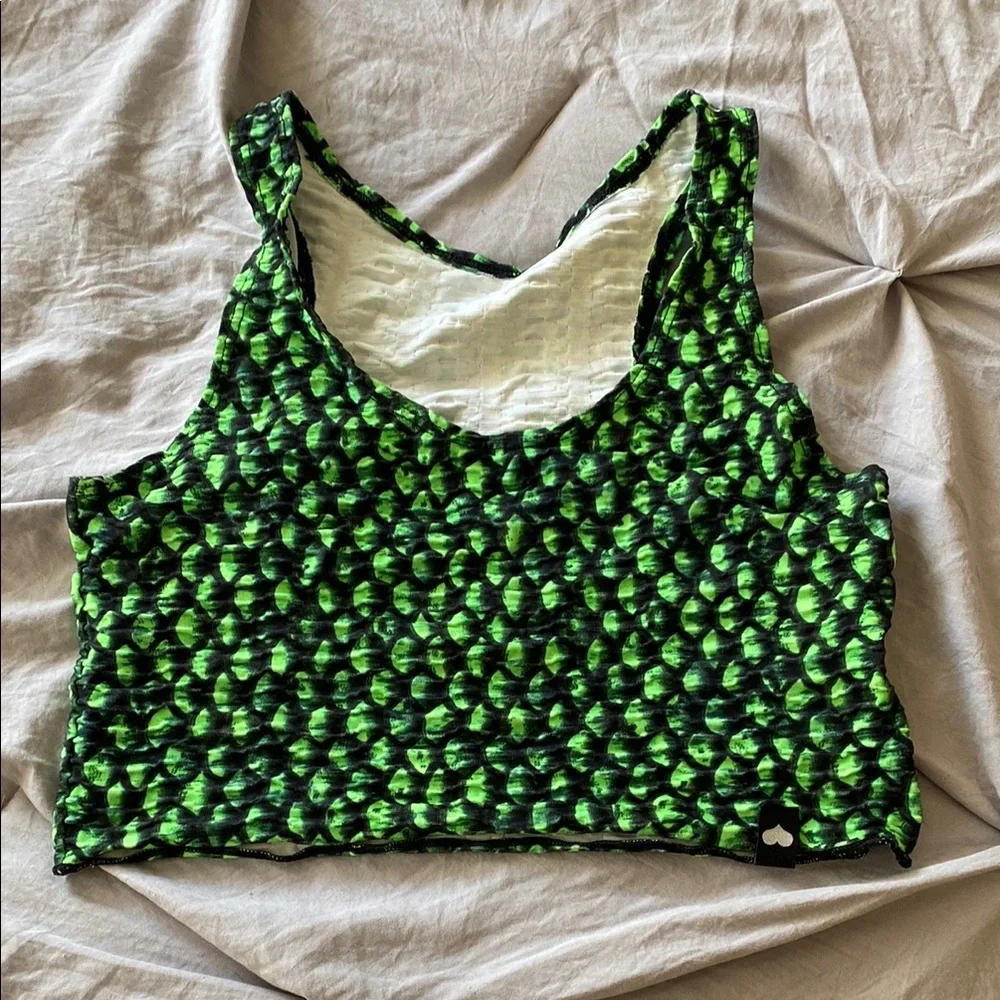 Booty By Brabants Green Snake Patterned Crop Top - Picture 1 of 2